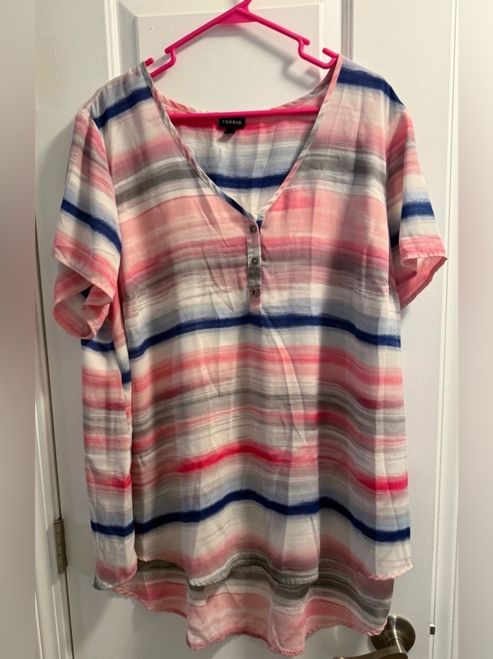 Torrid Women's Striped Shirt, Size 3/3x, Pink/Blue